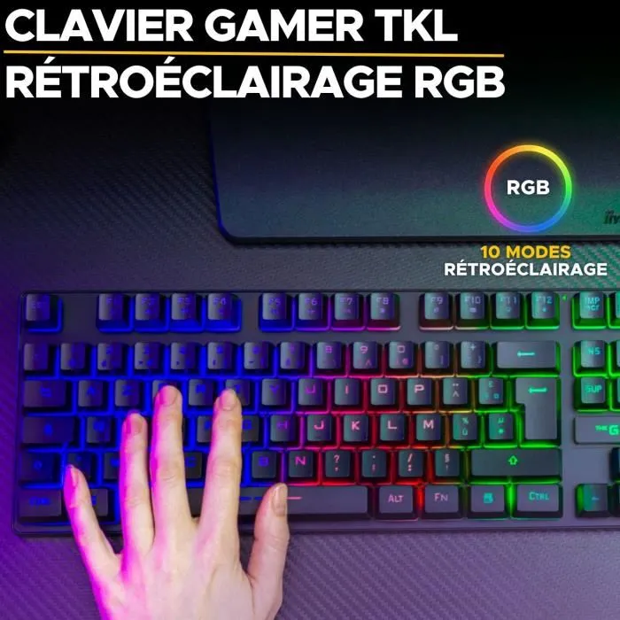 The G-Lab KEYZ CESIUM TKL WIRELESS Teclado para Gaming Inalámbrico AZERTY Negro 3