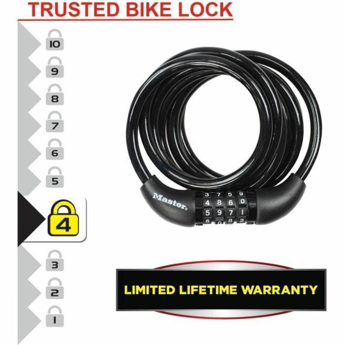 Candado para bicicleta - MASTER LOCK - 8221EURDPRO - Cable trenzado 1,8m - Combinación programable 3