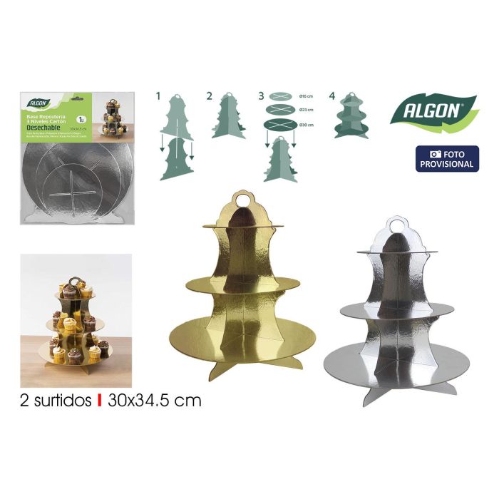 Algon Base Repostería 3 Niveles 16-23-30 cm (24 Unidades) 0 Algon Base Repostería 3 Niveles 16-23-30 cm (24 Unidades) 0