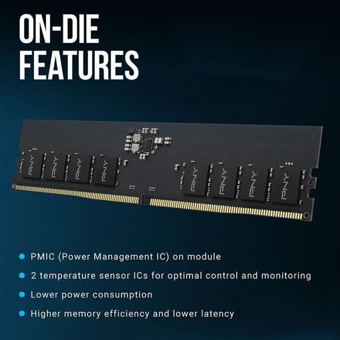 Memoria DDR5 - PNY - RENDIMIENTO - 8 GB - 4800 MHz - Consumo reducido - Rendimiento mejorado 2 Memoria DDR5 - PNY - RENDIMIENTO - 8 GB - 4800 MHz - Consumo reducido - Rendimiento mejorado 2