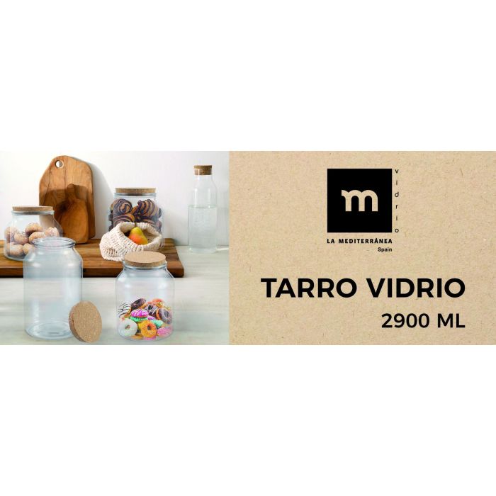 Tarro de vidrio con tapón de corcho 2900 ml - La Mediterranea (6 Unidades) 2 Tarro de vidrio con tapón de corcho 2900 ml - La Mediterranea (6 Unidades) 2