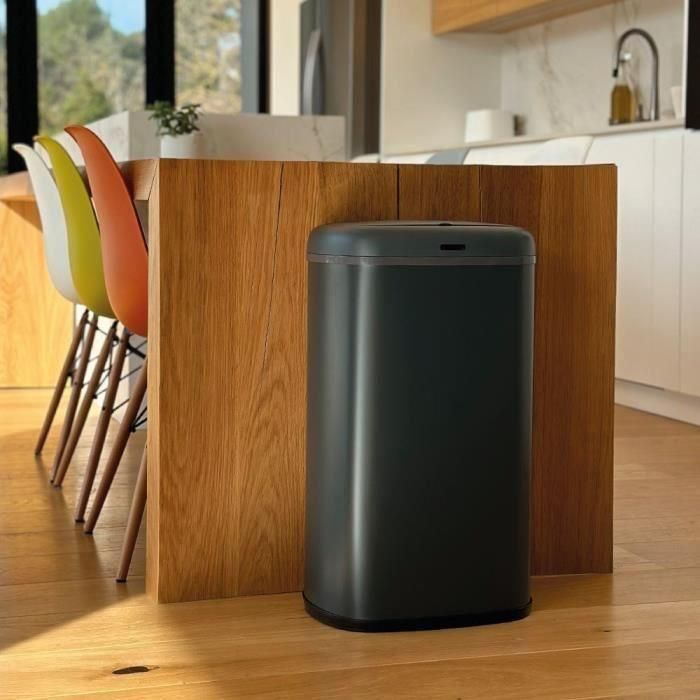 Cubo de basura de cocina automático - LOGAN - KITCHEN MOVE - 58 L - Acero inoxidable gris mate con flejes 2 Cubo de basura de cocina automático - LOGAN - KITCHEN MOVE - 58 L - Acero inoxidable gris mate con flejes 2