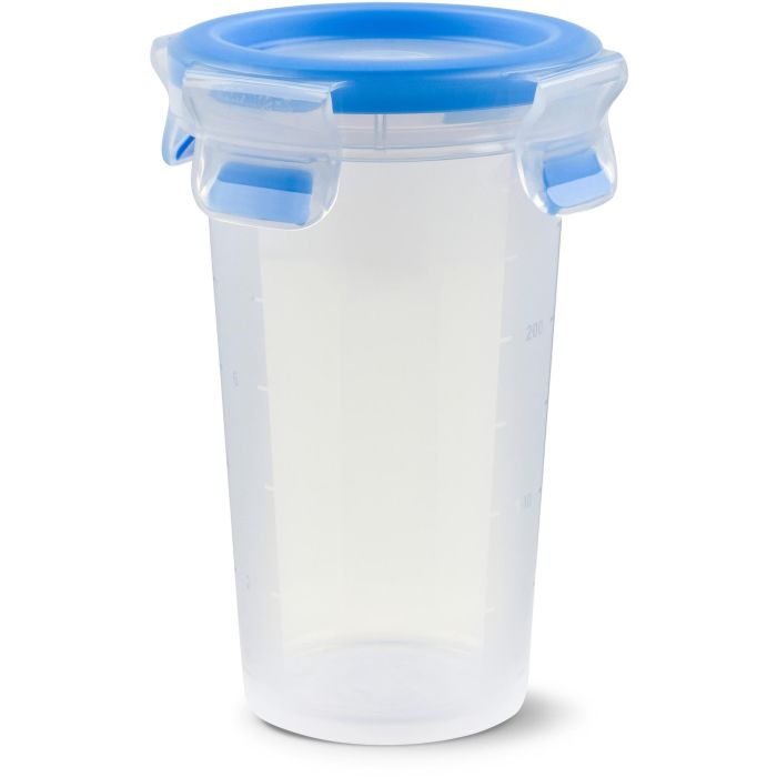 Emsa 508551 Fiambrera Redonda con Tapa, 0.35 L, Transparente/Azul