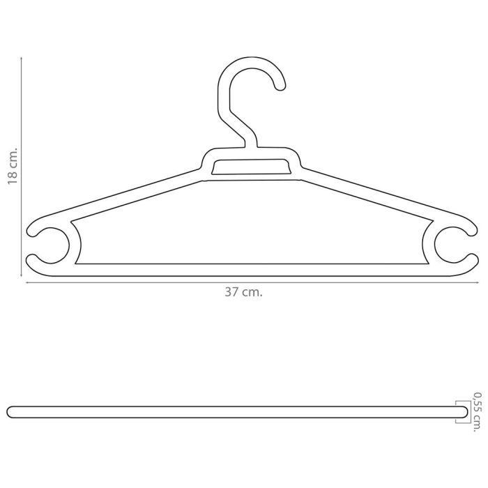 Inde Set de 6 Perchas de Plástico Multiusos Extra Blancas, 36.8 cm Largo x 18.4 cm Ancho x 0.5 cm Alto (8 Cajas) 4