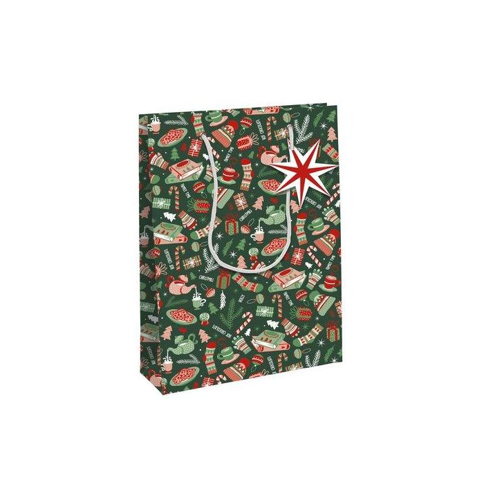 Bolsa De Papel Clairefontaine Kraft Decorado 33X26X14 Cm Cosi Navidad Pack De 6