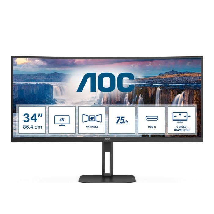 AOC CU34V5C/BK Monitor Curvo 34" Wide Quad HD (3440x1440) 1ms VA USB-C HDMI DisplayPort 100Hz 2 AOC CU34V5C/BK Monitor Curvo 34" Wide Quad HD (3440x1440) 1ms VA USB-C HDMI DisplayPort 100Hz 2
