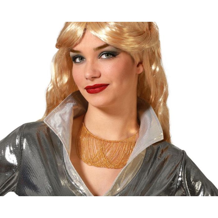 Collar Disco Dorado para Mujer - Estilo Setentero con Malla de Oro 0 Collar Disco Dorado para Mujer - Estilo Setentero con Malla de Oro 0