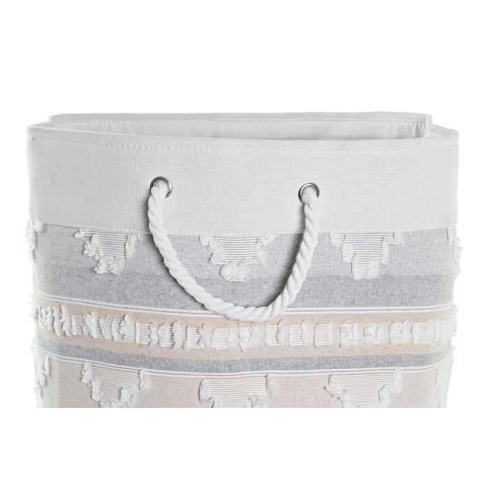 DKD Home Decor Cesta Boho Gris Blanco Algodon 35 x 55 x 35 cm (2 Unidades) 1