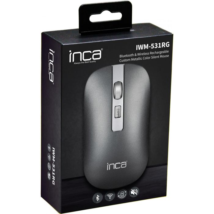 INCA Maus IWM-531RG 1600 DPI,Wireless & BT ,Akku, silber retail 4 INCA Maus IWM-531RG 1600 DPI,Wireless & BT ,Akku, silber retail 4