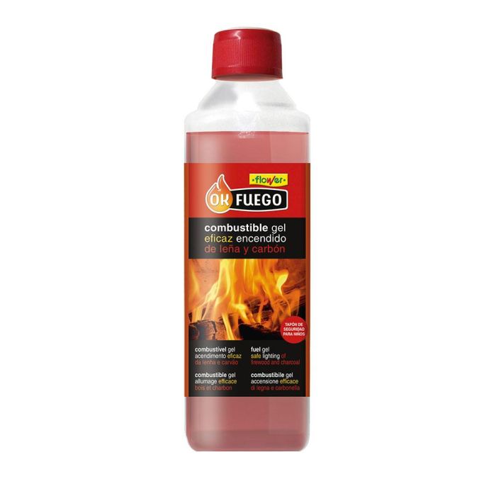 Flower Combustible en Gel 500 ml para Barbacoas y Chimeneas – Encendido Rápido, Sin Humos ni Olores