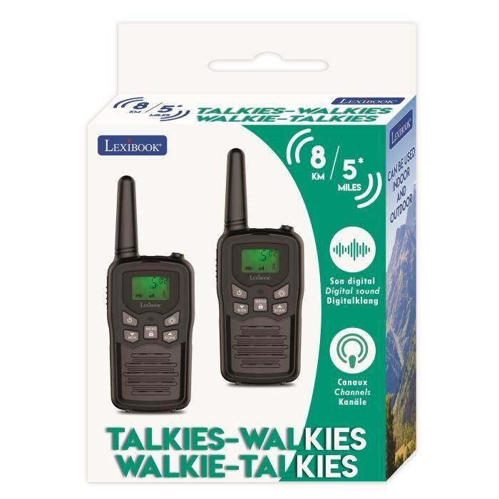 Lexibook Walkie-Talkie negro, largo alcance 8 km en exteriores, con función de silenciamiento, monitor y linterna integrada 2 Lexibook Walkie-Talkie negro, largo alcance 8 km en exteriores, con función de silenciamiento, monitor y linterna integrada 2