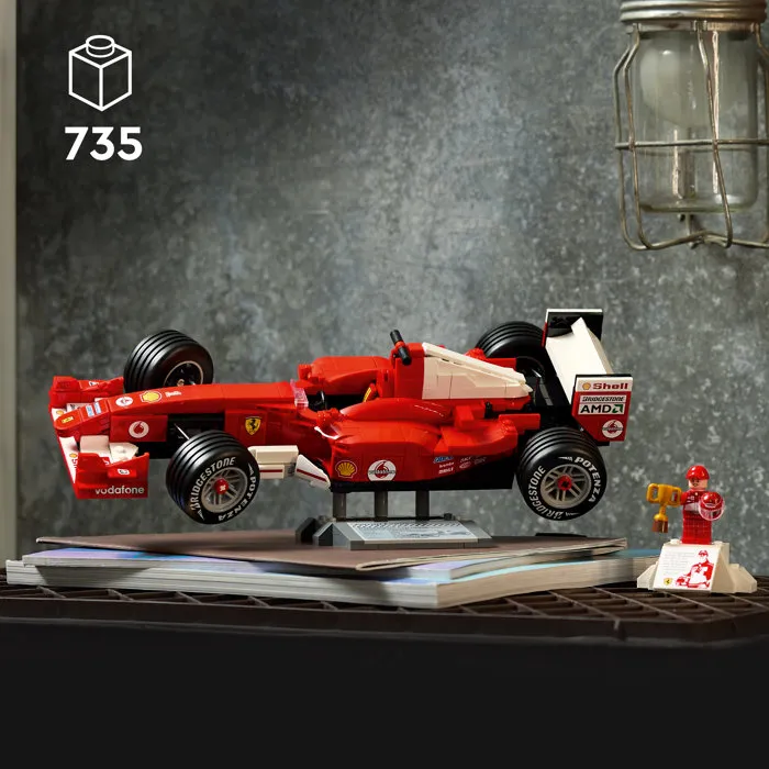 Lego Icons Ferrari F2004 y Michael Schumacher 11375 - Modelo de Coches de F1 - Set de Construcción para Adultos