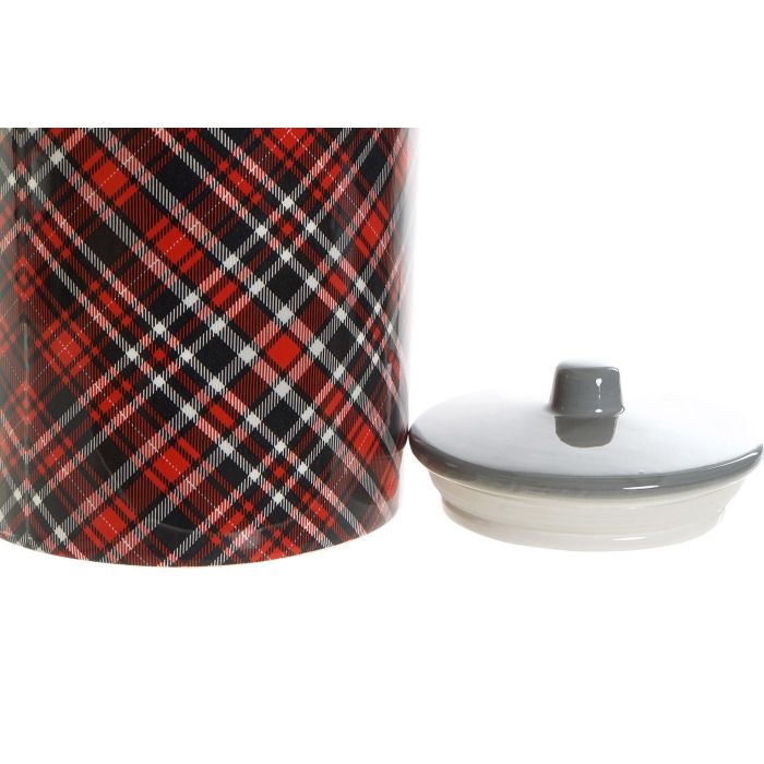 DKD Home Decor Bote de Dolomita 2,35 L Rojo Negro Gris Apto Lavavajillas Colección Tartan Alpino 15x15x22 cm 1 DKD Home Decor Bote de Dolomita 2,35 L Rojo Negro Gris Apto Lavavajillas Colección Tartan Alpino 15x15x22 cm 1