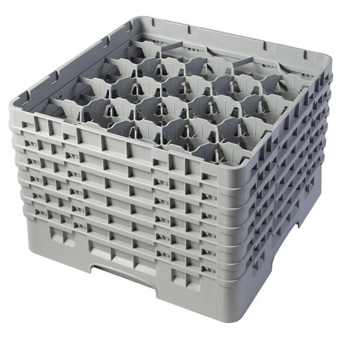 CAMBRO - 20S1114-151 - Cesta de lavado 20 comp. 6 alturas - 9,84 cm Ø máx. - alt. máx. 29,9 cm - 50 x 50 x 34,9 cm - Gris claro
