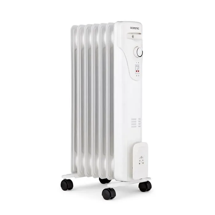 Oceanic Baño de Aceite Eléctrico 1500W OCEABH1500W2 - 3 Potencias - 7 Elementos - Blanco - Móvil