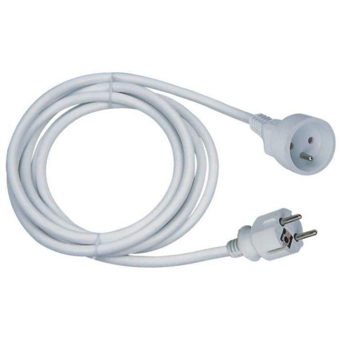Cable alargador GAO de 16 A y 5 m, blanco, flexible y duradero. Cable alargador GAO de 16 A y 5 m, blanco, flexible y duradero.
