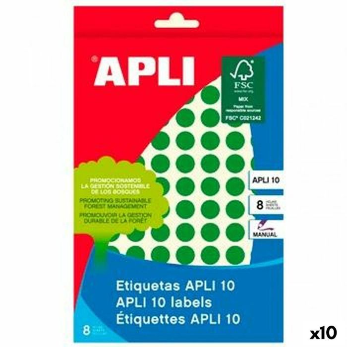 Etiquetas adhesivas Apli Verde Círculo Redondo 8 Hojas (10 Unidades) 0 Etiquetas adhesivas Apli Verde Círculo Redondo 8 Hojas (10 Unidades) 0