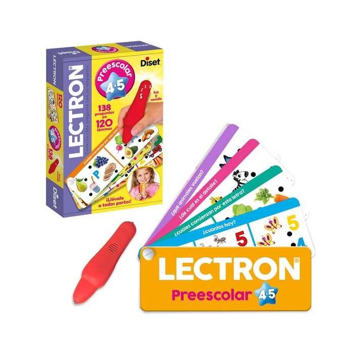Diset Lectron Lápiz con Luz y Sonidos Prescolar 4-5 Años. 138 Preguntas en 120 Láminas. Juego Educativo Electrónico en Español