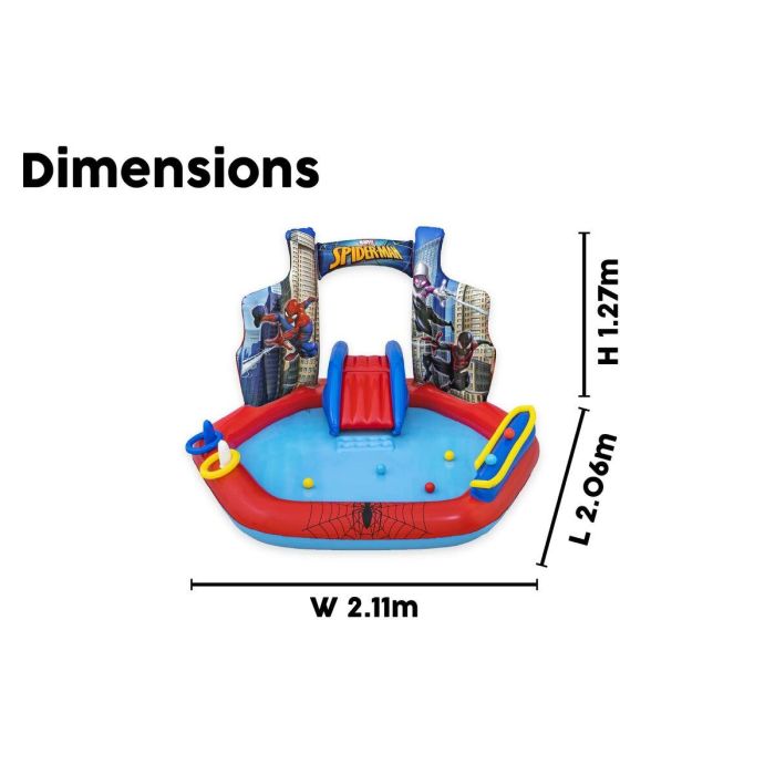 Bestway Piscina Hinchable Parque de Juegos Spiderman 211x206x127 cm +2 Años Jardin 98793 4