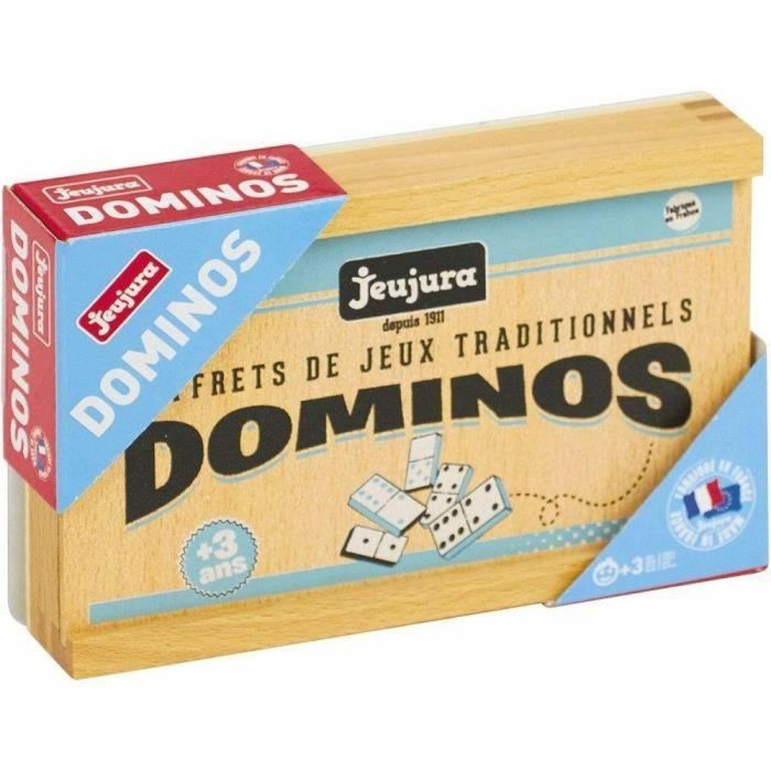 JEUJURA Juego de Dominó de Madera con 28 Fichas (4x2x0.7cm) en Caja de Madera Serigrafiada (16.5x10.5x3cm) 2 JEUJURA Juego de Dominó de Madera con 28 Fichas (4x2x0.7cm) en Caja de Madera Serigrafiada (16.5x10.5x3cm) 2