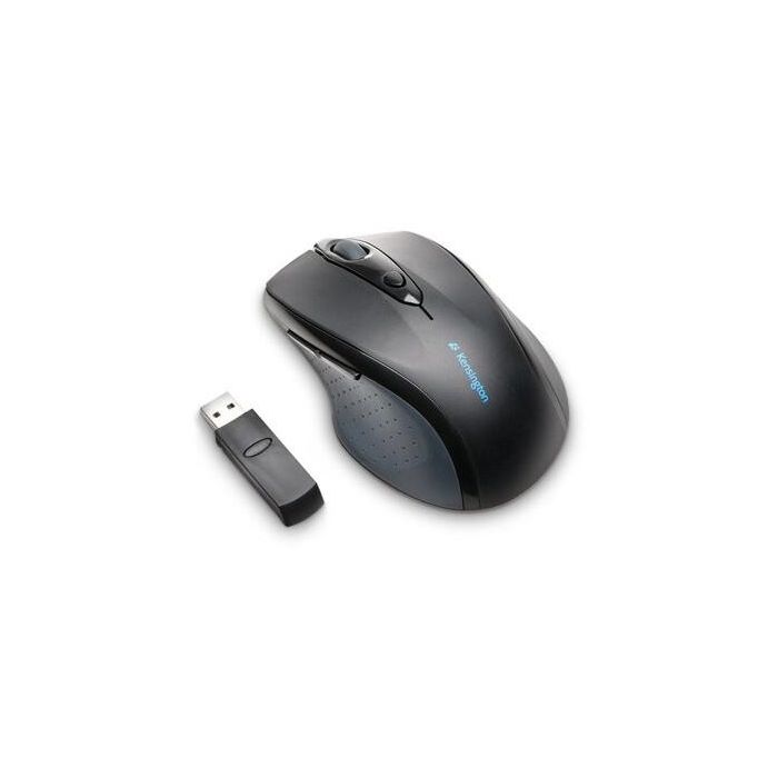 Kensington Ratón Pro Fit Óptico Inalámbrico USB 2.4 GHz Negro Ergonómico Sensor HD 800-1200 ppp Laterales Goma