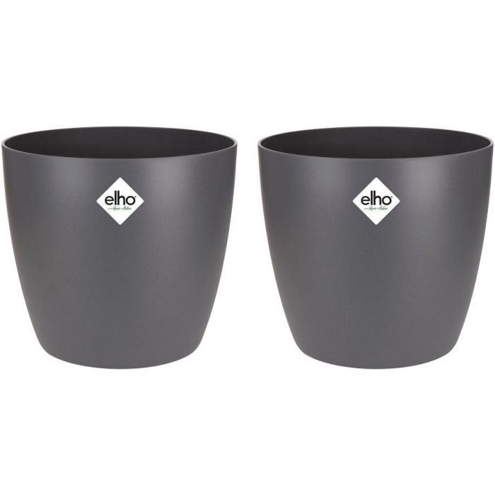 Elho 5642322542541 Juego de 2 Maceteros Redondos Bruselas 17 L - Ø 25,1 x Al 23,2 cm - Negro 0 Elho 5642322542541 Juego de 2 Maceteros Redondos Bruselas 17 L - Ø 25,1 x Al 23,2 cm - Negro 0