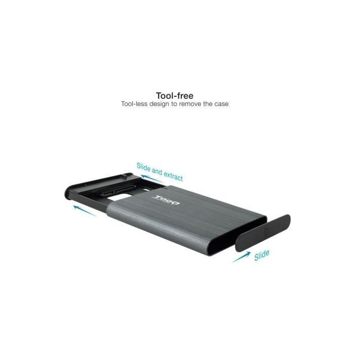 TooQ TQE-2503G Carcasa Externa para Disco Duro SSD 2.5" SATA III USB 3.2 Gen 1 Gris UASP hasta 2TB 2 TooQ TQE-2503G Carcasa Externa para Disco Duro SSD 2.5" SATA III USB 3.2 Gen 1 Gris UASP hasta 2TB 2