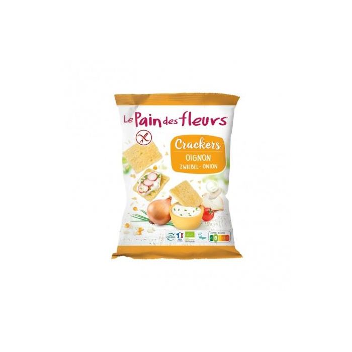 LE PAIN DES FLEURS Cracker Mini de Cebolla Bio 75g | Vegano | Sin Gluten | Pan Crujiente Ecológico para Aperitivo