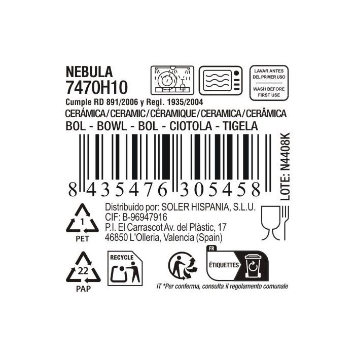La Mediterranea Bol 250ml Ø10.2 x 6.5 cm Nebula Md 4