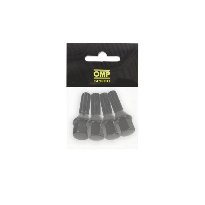 Omp OMPS09521201 Juego 4 Tornillos M12x1.5 Cónico Largo 28mm Llave 17 Negro Din 10.9