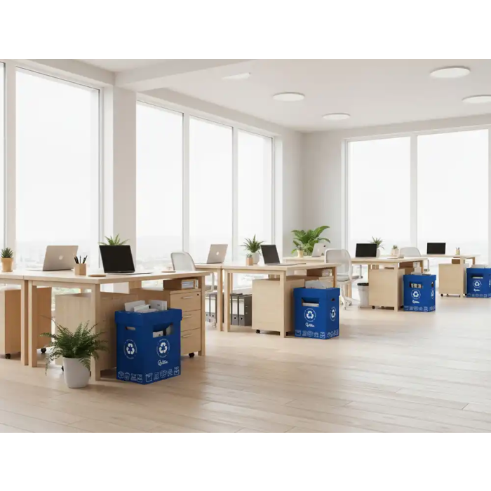 Liderpapel Contenedor Papelera Reciclaje Papel y Cartón 70 Litros Azul 450x350x650 mm 6