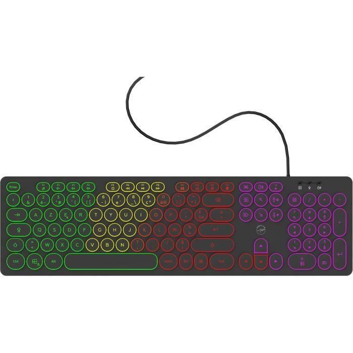 Mobility Lab ML306858 Teclado con Cable e Iluminación RGB, con Teclas Redondas, Distribución AZERTY, Color Negro Mobility Lab ML306858 Teclado con Cable e Iluminación RGB, con Teclas Redondas, Distribución AZERTY, Color Negro