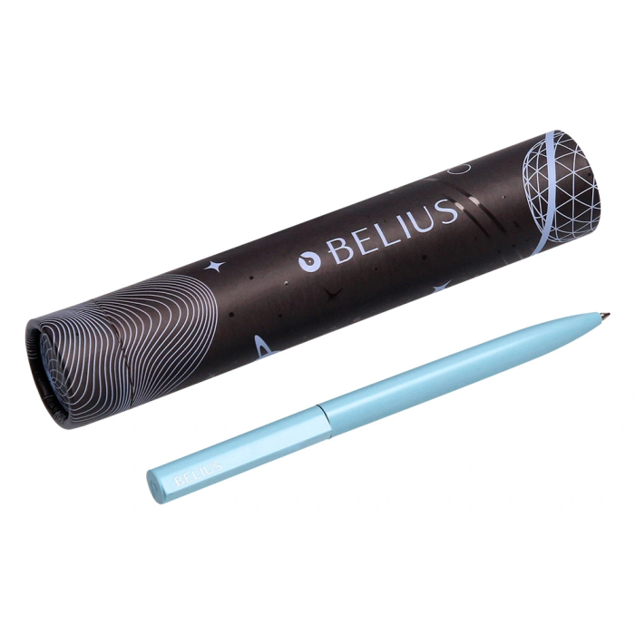 Belius Boligrafo Rocket B de Aluminio Minimalista Azul Tinta Azul Caja Cilindrica 0.8mm 4
