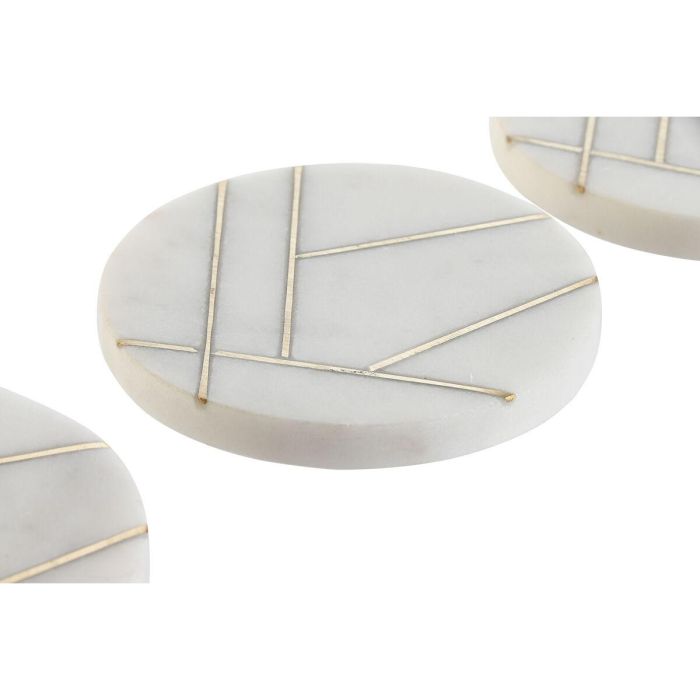 Posavasos Chic DKD Home Decor Blanco Dorado 10 x 1 x 10 cm Set de 4 (2 Unidades) 2 Posavasos Chic DKD Home Decor Blanco Dorado 10 x 1 x 10 cm Set de 4 (2 Unidades) 2