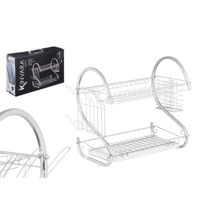 Escurreplatos Kinvara 2 pisos cromado blanco 40x11.5x26.5 cm (6 Unidades) Escurreplatos Kinvara 2 pisos cromado blanco 40x11.5x26.5 cm (6 Unidades)