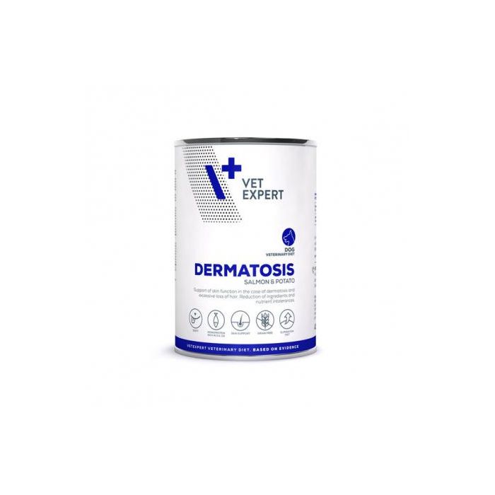Dermatosis Dog: Salmón y Patata para Piel Sensible 6 Latas de 400g - Alimento Húmedo Dietético para Perros