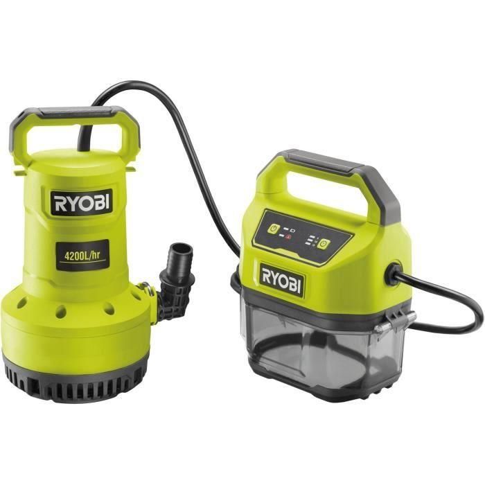 Bomba de evacuación - RYOBI - 18 V - 4.200 l/h - 5m - Altura máxima de evacuación 8 m