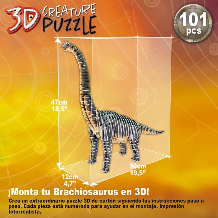 Educa Puzzle 3D Brachiosaurus 19383 Criatura Gigante Montaje Fácil Cartón 101 Piezas +6 Años 2