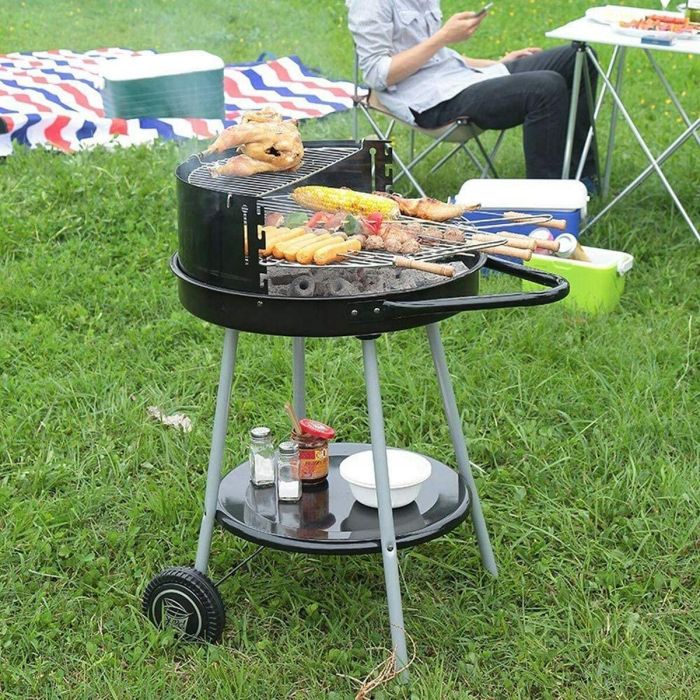 Barbacoa de Carbón con Ruedas Parrilla Negro Ø 51 cm 1 Barbacoa de Carbón con Ruedas Parrilla Negro Ø 51 cm 1