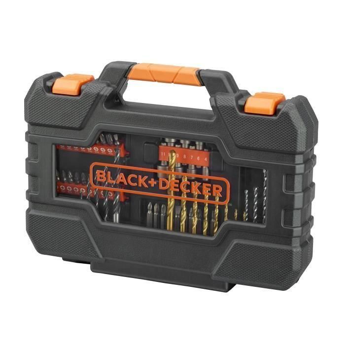 Black + Decker A7231 Caja 76 accesorios para taladro y atornillador con brocas (madera, hormigón, HSS-TiN) y puntas de destornillador 2