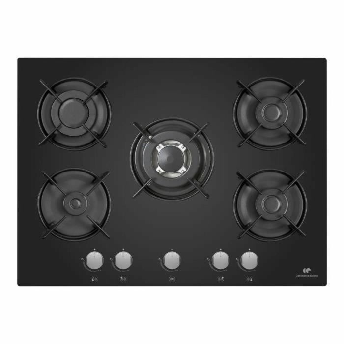 Continental Edison CECTG5VB2 Placa de Gas de Vidrio Negro Serie Fayers 5 Quemadores Continental Edison CECTG5VB2 Placa de Gas de Vidrio Negro Serie Fayers 5 Quemadores