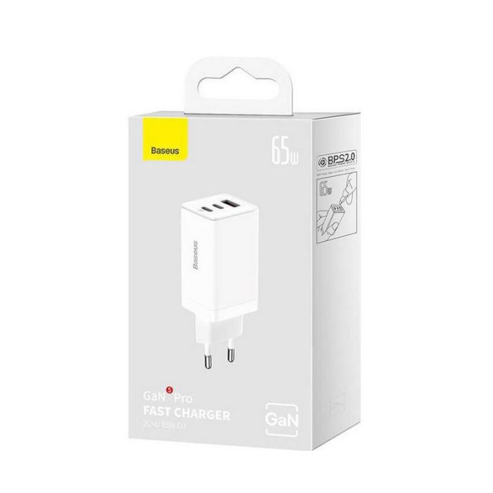 Baseus Fast Charger Gan5 Pro 2C+U 65W Eu White 2