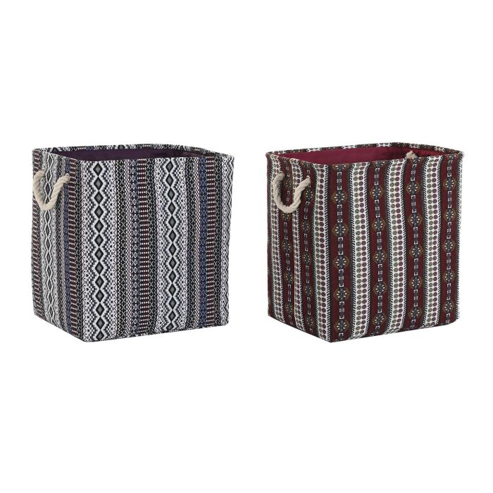 DKD Home Decor Cesta Estilo Indio Morado Burdeos de Poliéster Eva 30x40x40 cm (2 Unidades) 0 DKD Home Decor Cesta Estilo Indio Morado Burdeos de Poliéster Eva 30x40x40 cm (2 Unidades) 0