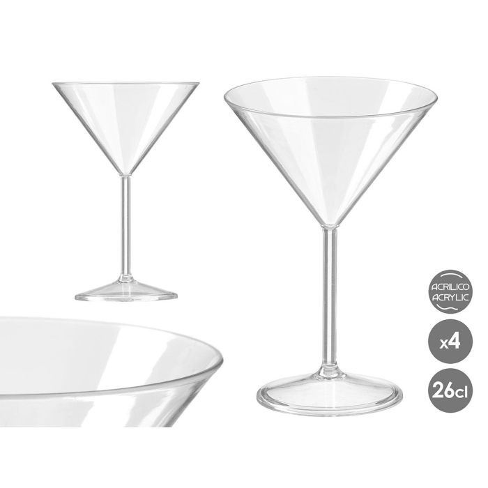 Leknes Set 4 Copas de Acrílico Transparente 260 ml, 11.5x17.5x11.5 cm (Set de 6)