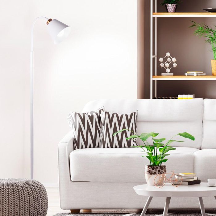 SKD-F020-W Lámpara de Suelo Recta Nórdica Wayne - Compatible Bombilla LED E27 para Salón, Comedor o Dormitorio. Diseño Elegante y Moderno 6