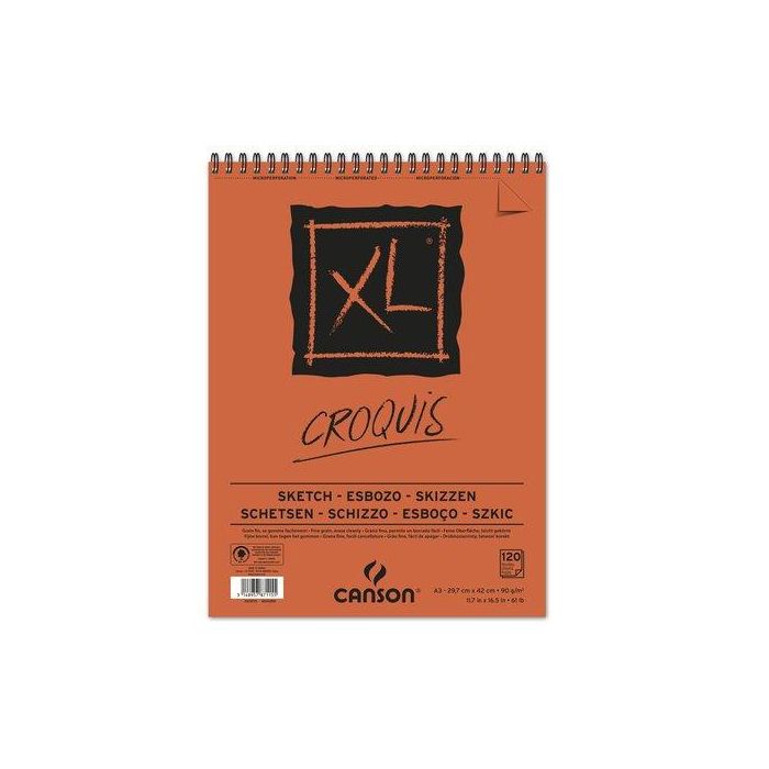 Canson Bloc Dibujo Croquis DIN A3 Microperforado 29,7x42 cm 120 Hojas Grano Fino 90 gr/m2