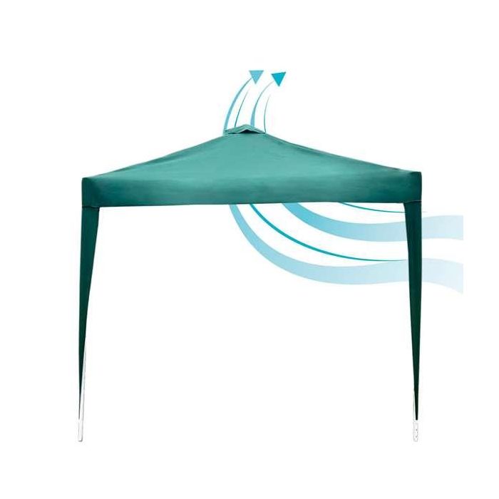Cenador plegable verde con chimenea max-air 300x300x250 cm