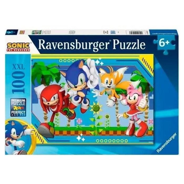 Ravensburger-Puzzle 100 piezas XXl - Knuckles, Sonic, Tails y Amy / Sonic-4005555011347-A partir de 6 años Ravensburger-Puzzle 100 piezas XXl - Knuckles, Sonic, Tails y Amy / Sonic-4005555011347-A partir de 6 años