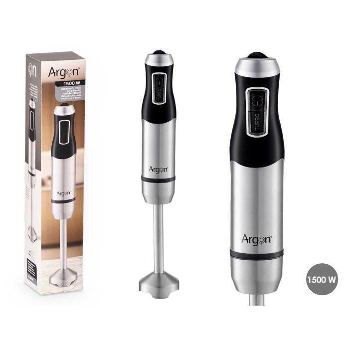 Argon Batidora de Acero Negra 1500W, de mano, Plástico/Acero, 6.7x38.5x6.7 cm, uso doméstico (12 Unidades)