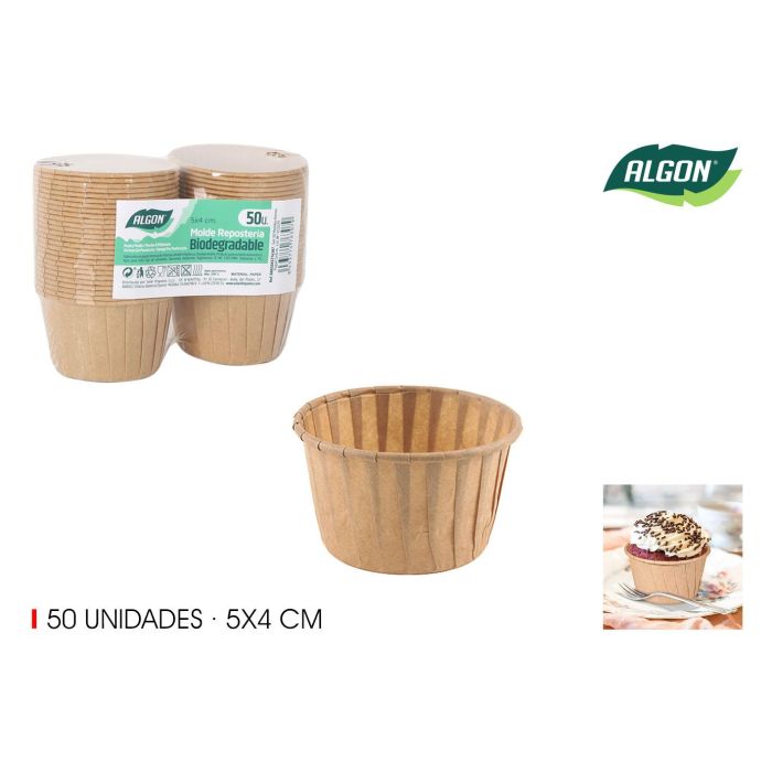 Algon Set de 50 Moldes para Horno de Papel, 5x4 cm (36 Unidades)